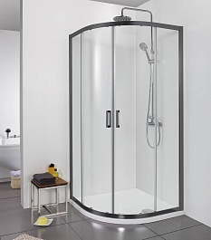 Aquatek Душевой уголок Ария 80x80 AQ ARI RO 08020BL профиль черный стекло прозрачное – фотография-3